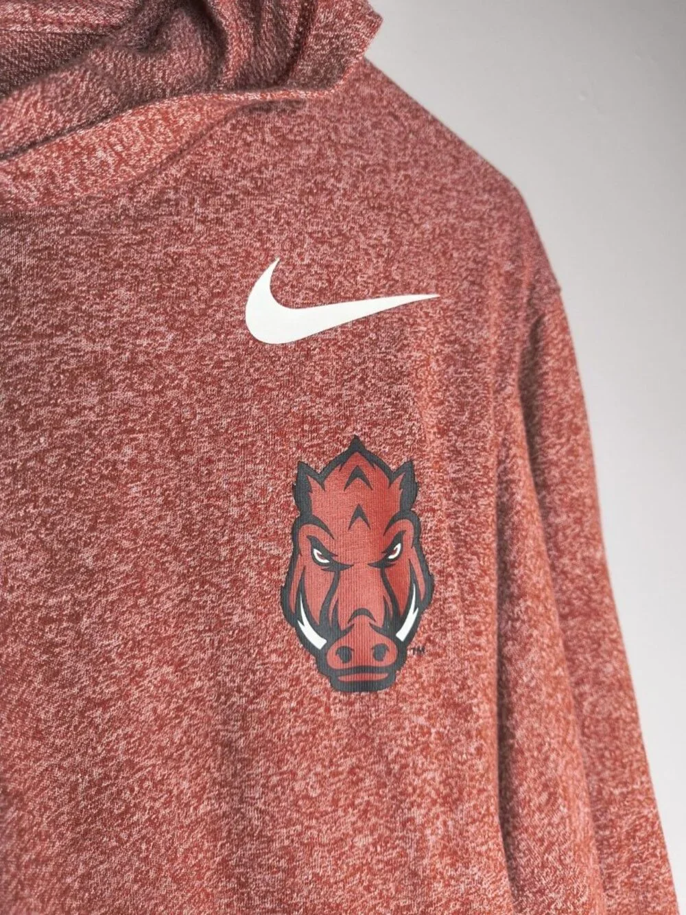 Arkansas Razorback The Nike Tee Long Sleeve Hooded Red Pig Sooie Women's Small - Picture 3 of 12